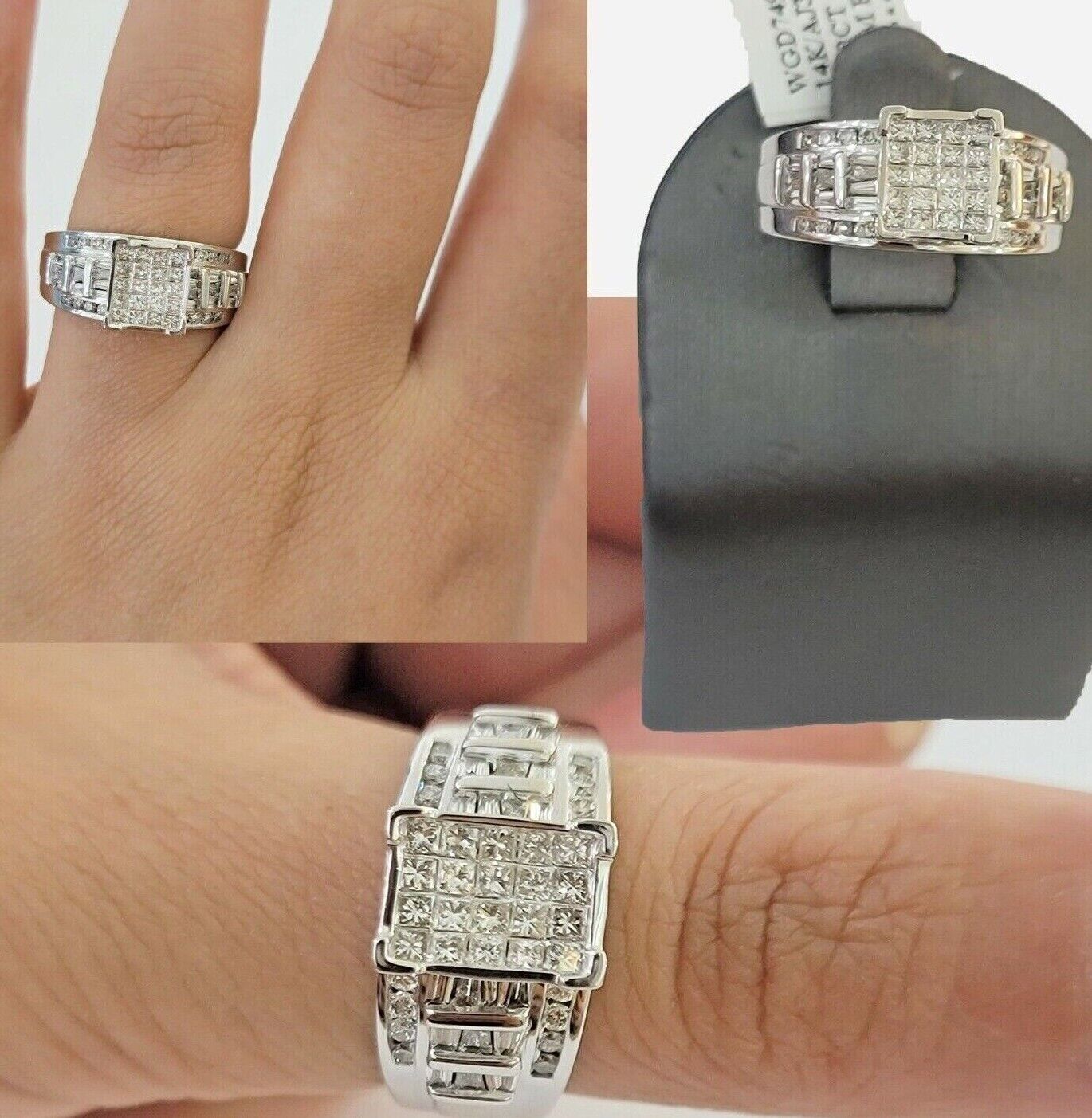 14k white Gold Natural Diamond Ladies Ring 1CT Diamond Real Women's Ring Band - GoldenlinQ